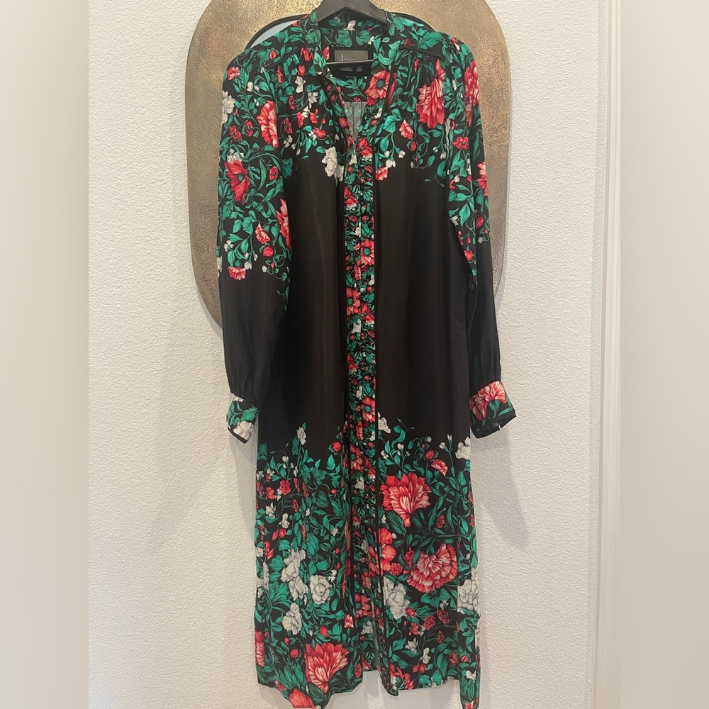Anthropologie Black Dress with Floral Print